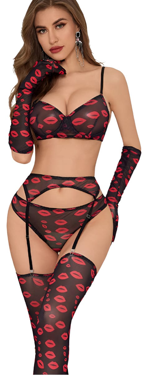 Conjunto Bralette, Tanga Cola Less Medias Be Suave W730